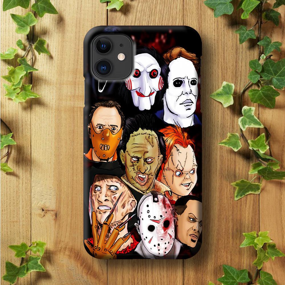Horror Movie The Faces iPhone 11 Case-Plastic / Full Wrap (3D Case)-Xtracase