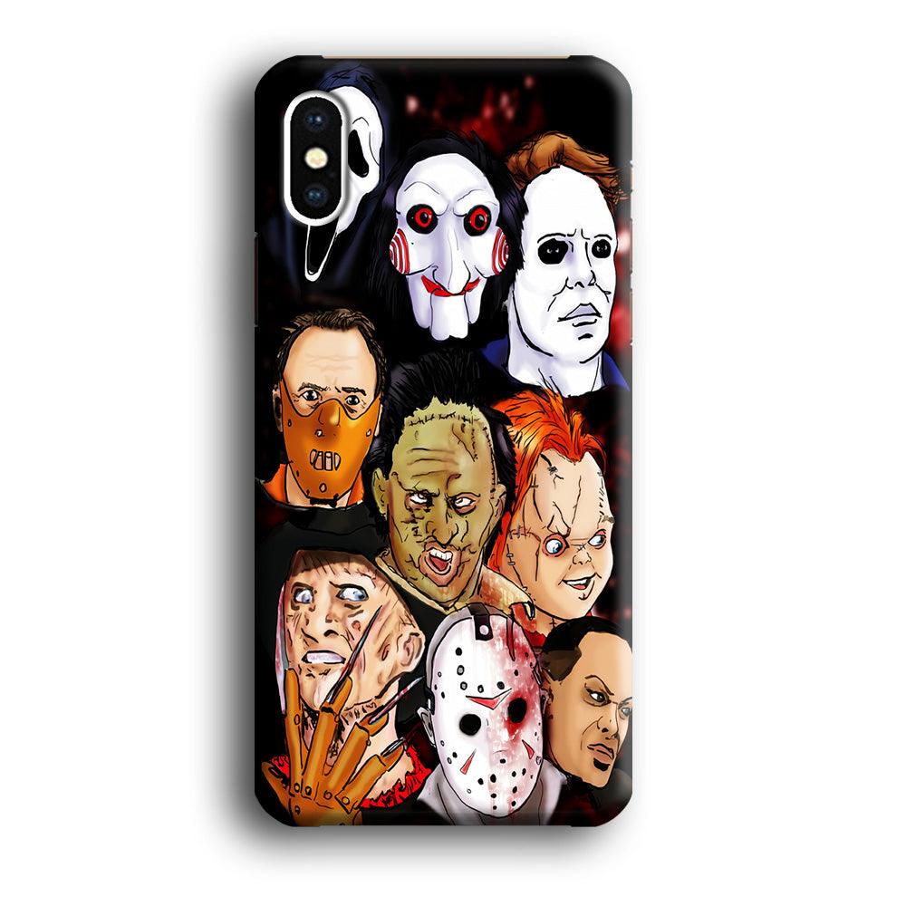 Horror Movie The Faces iPhone Xs Case-Plastic / Full Wrap (3D Case)-Xtracase