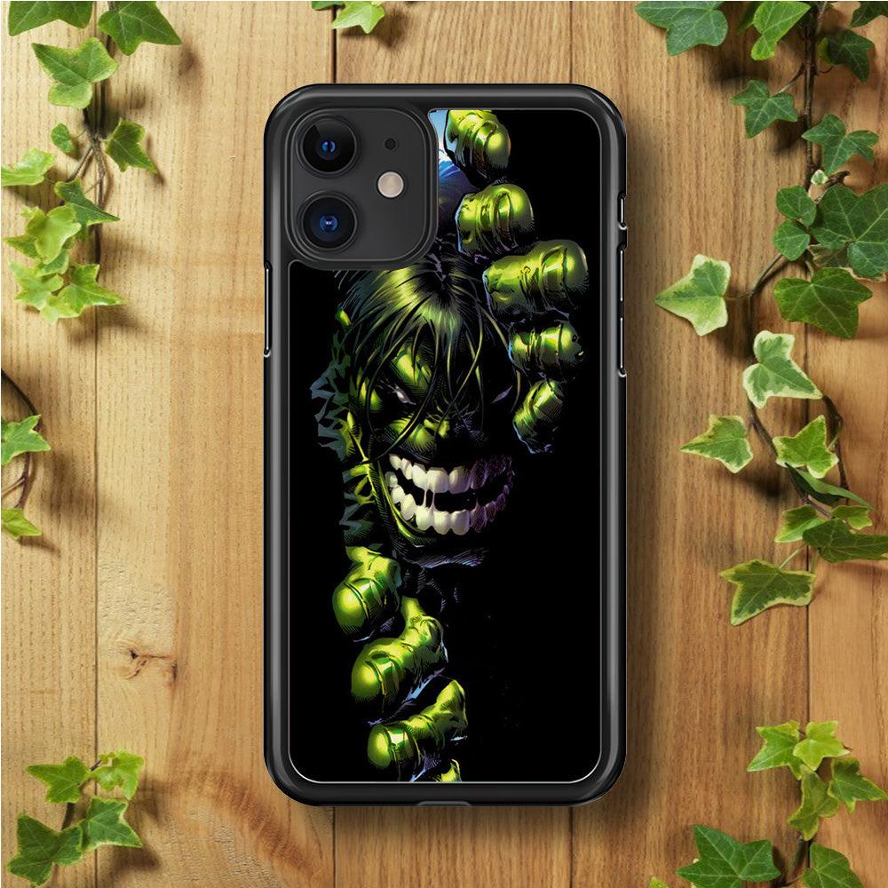 Hulk 001 iPhone 11 Case-Rubber / Black (2D Case)-Xtracase