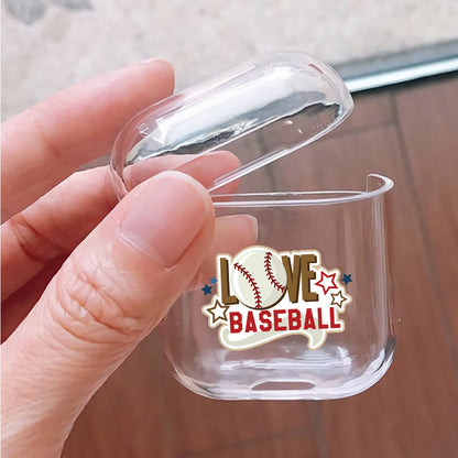 I Love Baseball Hard Plastic Protective Clear Case Cover For Apple Airpods