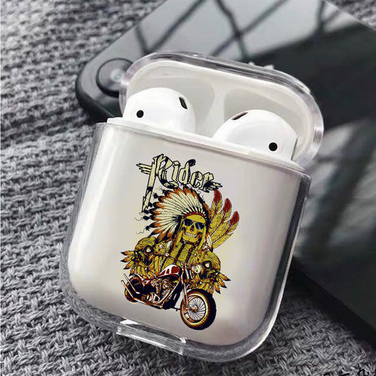 Indian Chief Skull Rider Hard Plastic Protective Clear Case Cover For Apple Airpods