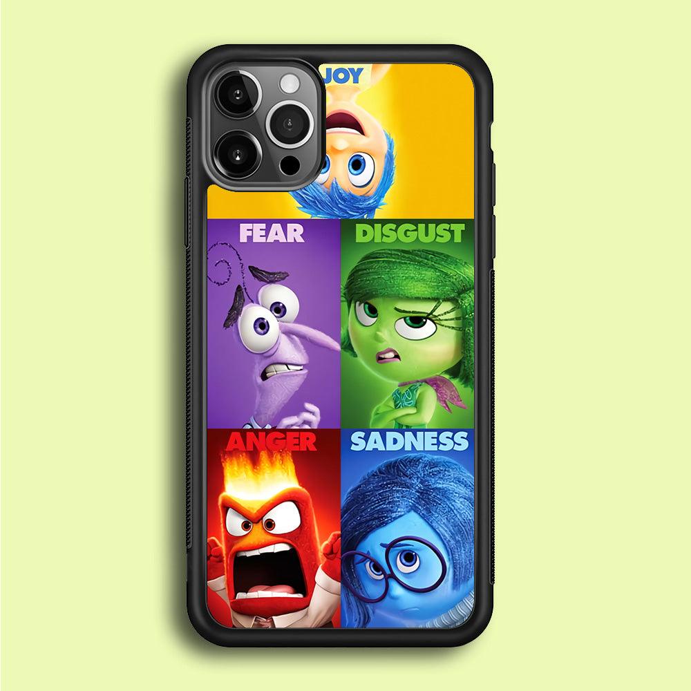 Inside Out Cartoon iPhone 12 Pro Case-Rubber / Black (2D Case)-Xtracase