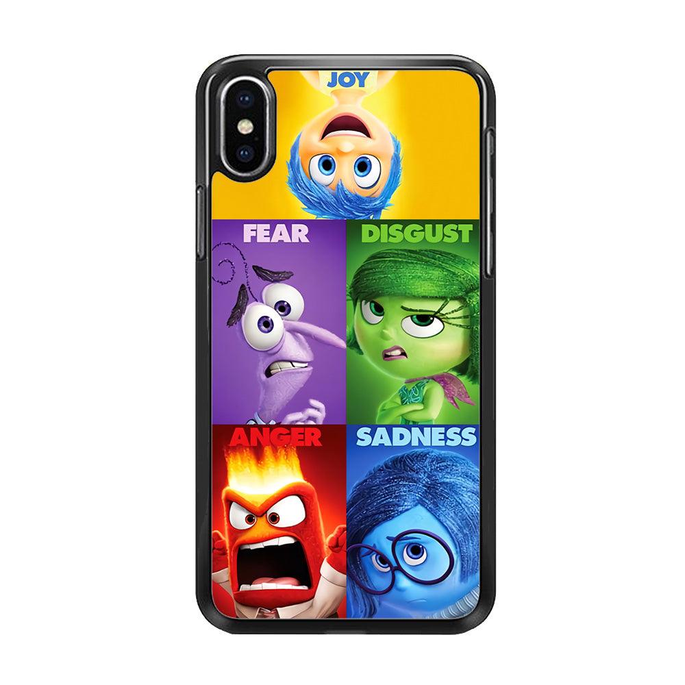 Inside Out Cartoon iPhone Xs Case-Rubber / Black (2D Case)-Xtracase
