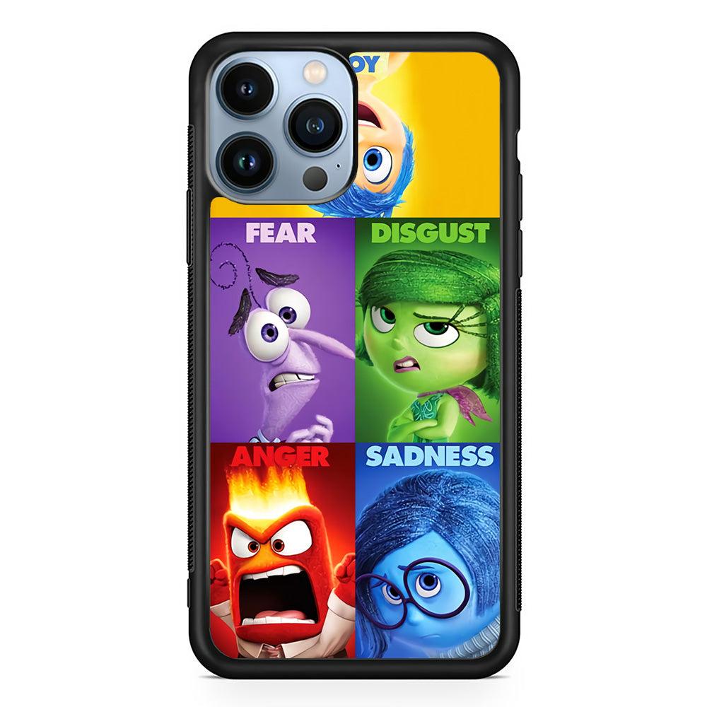 Inside Out Cartoon iPhone 13 Pro Max Case-Rubber / Black (2D Case)-Xtracase