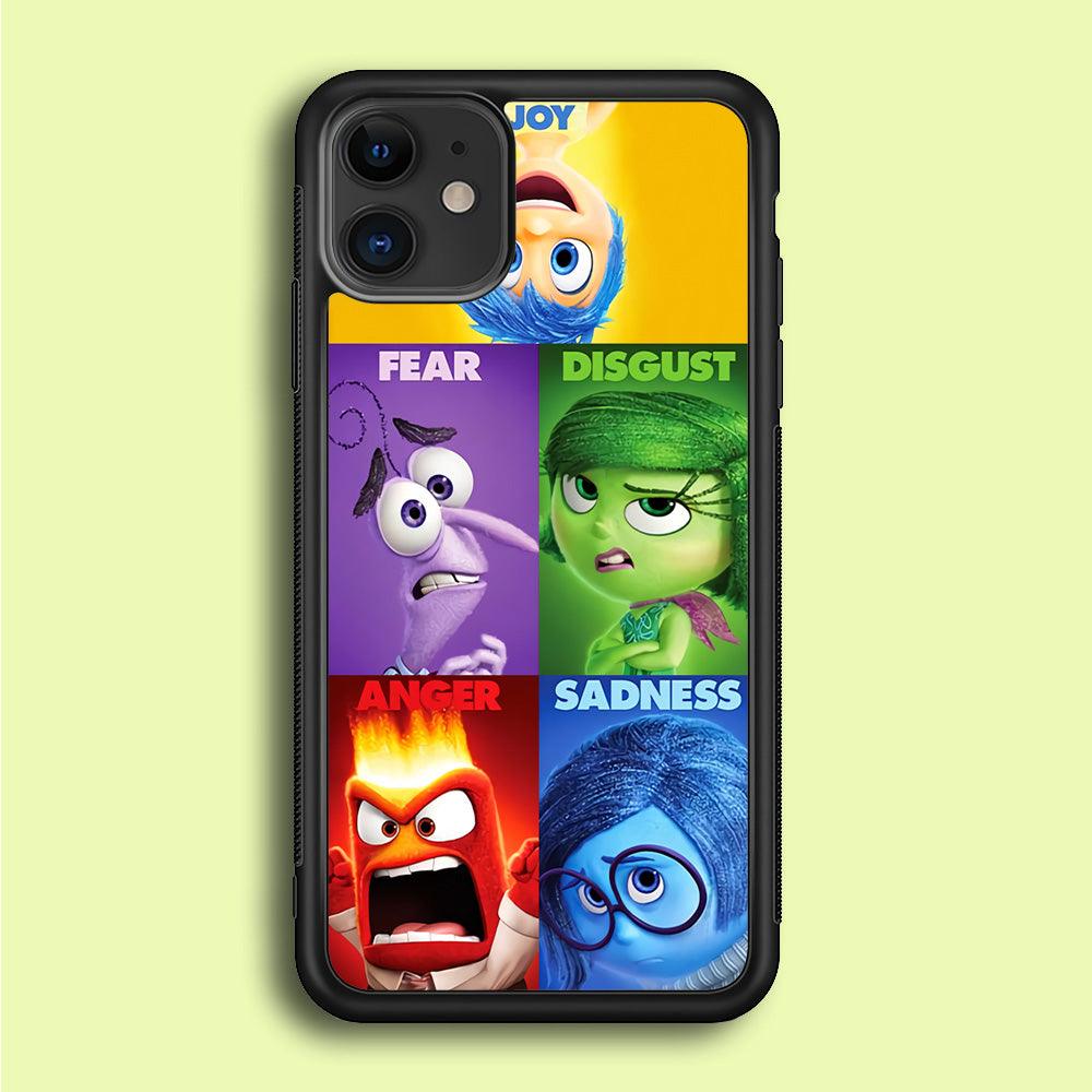 Inside Out Cartoon iPhone 12 Mini Case-Rubber / Black (2D Case)-Xtracase