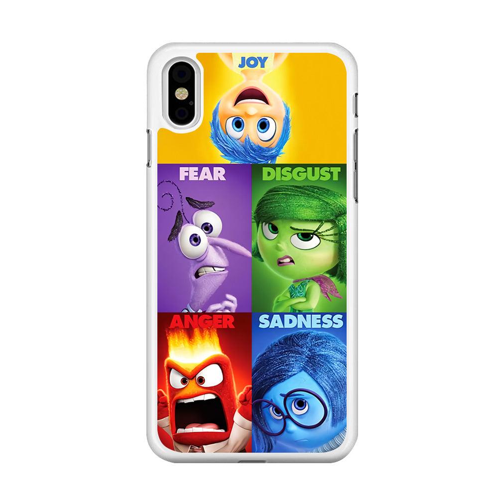 Inside Out Cartoon iPhone Xs Case-Rubber / White (2D Case)-Xtracase