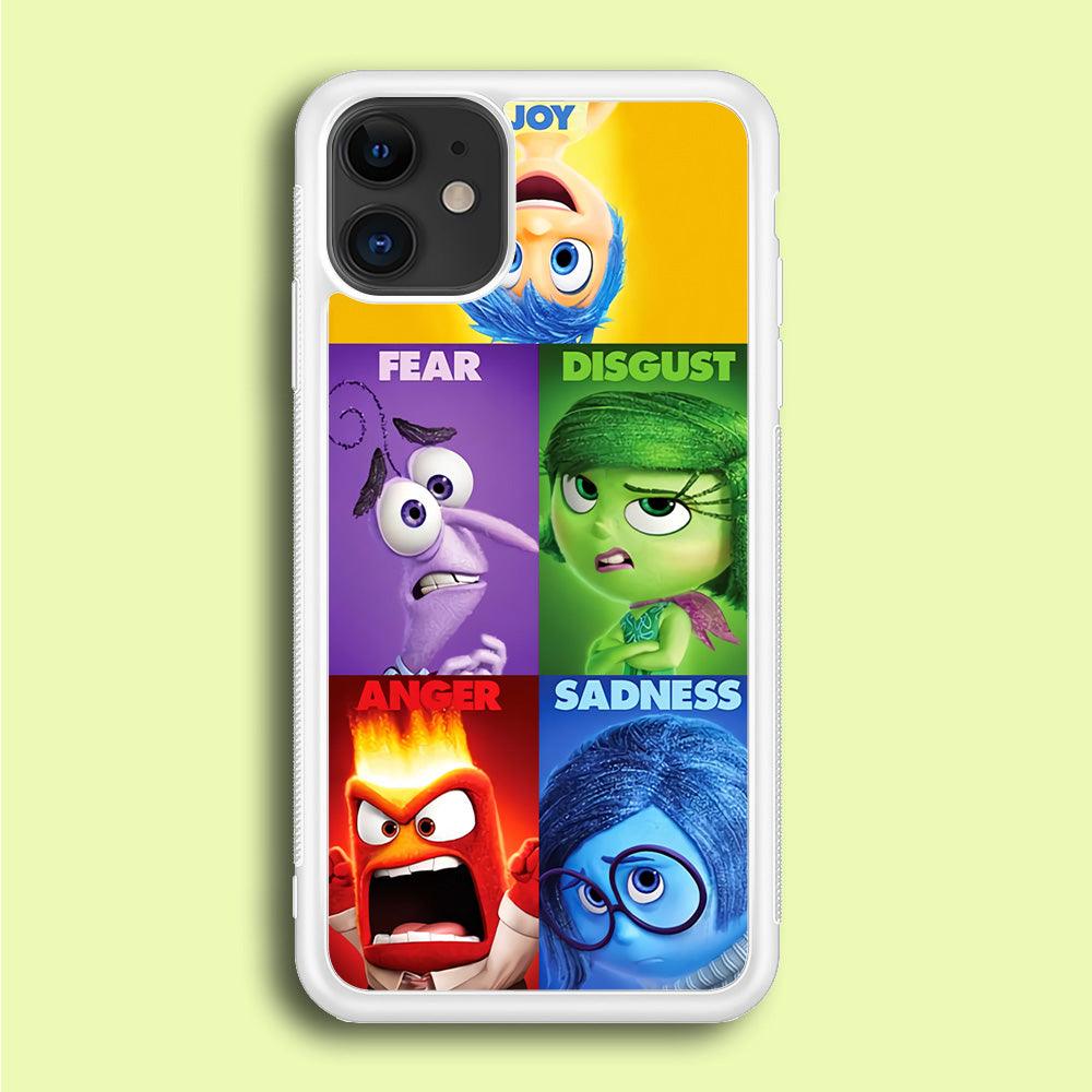 Inside Out Cartoon iPhone 12 Case-Rubber / White (2D Case)-Xtracase