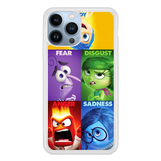 Inside Out Cartoon iPhone 13 Pro Max Case-Rubber / White (2D Case)-Xtracase