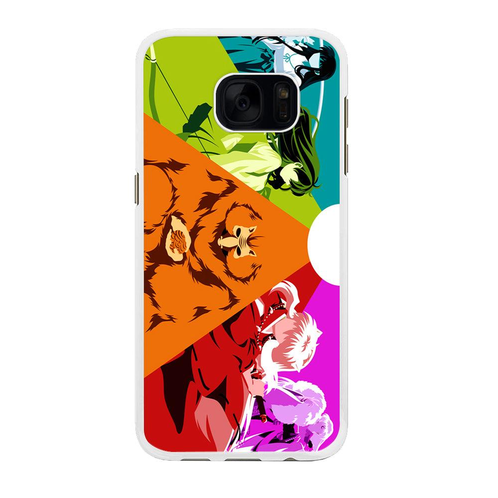 Inuyasha Characters Samsung Galaxy S7 Edge Case-Rubber / White (2D Case)-Xtracase