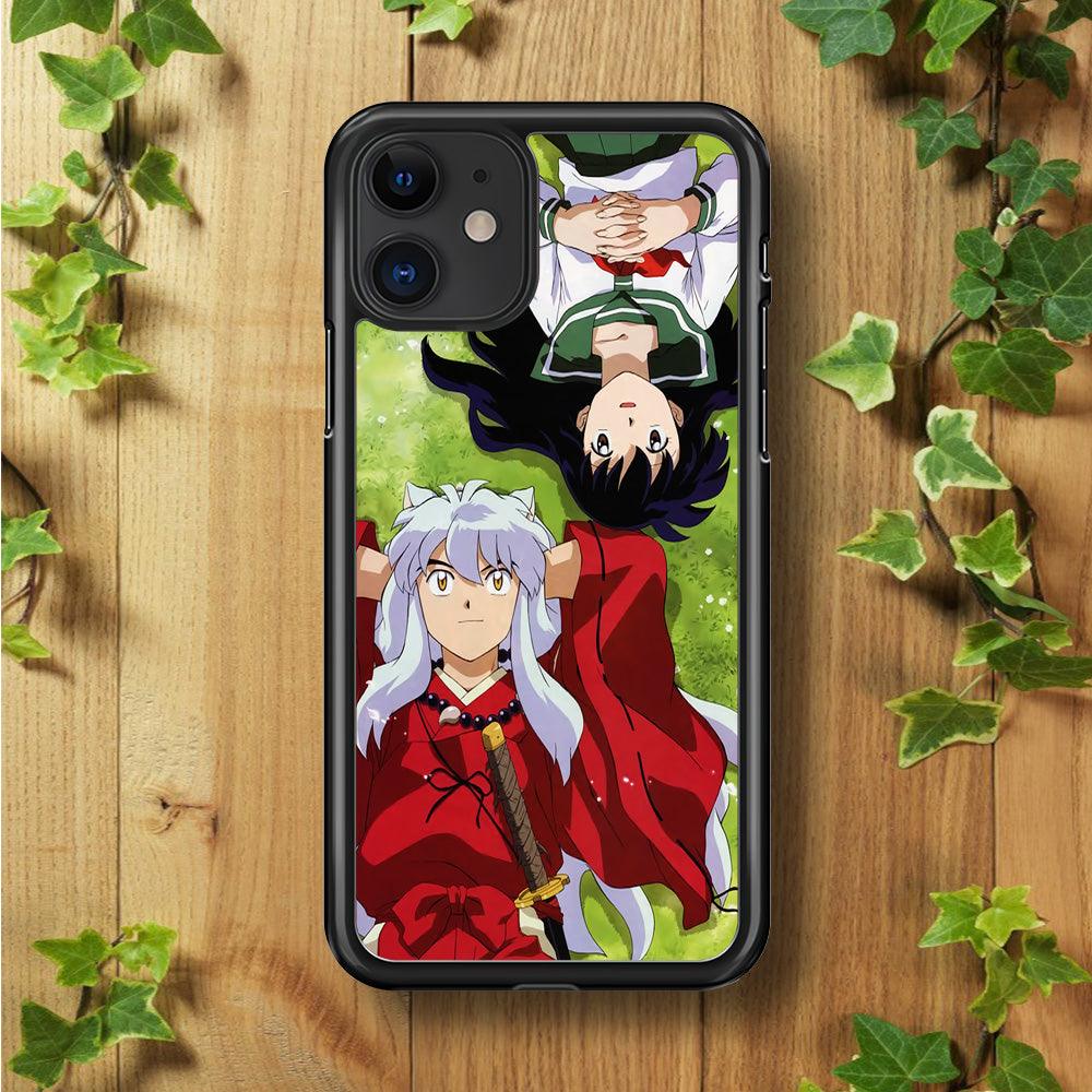 Inuyasha and Kagome Anime iPhone 11 Case-Rubber / Black (2D Case)-Xtracase