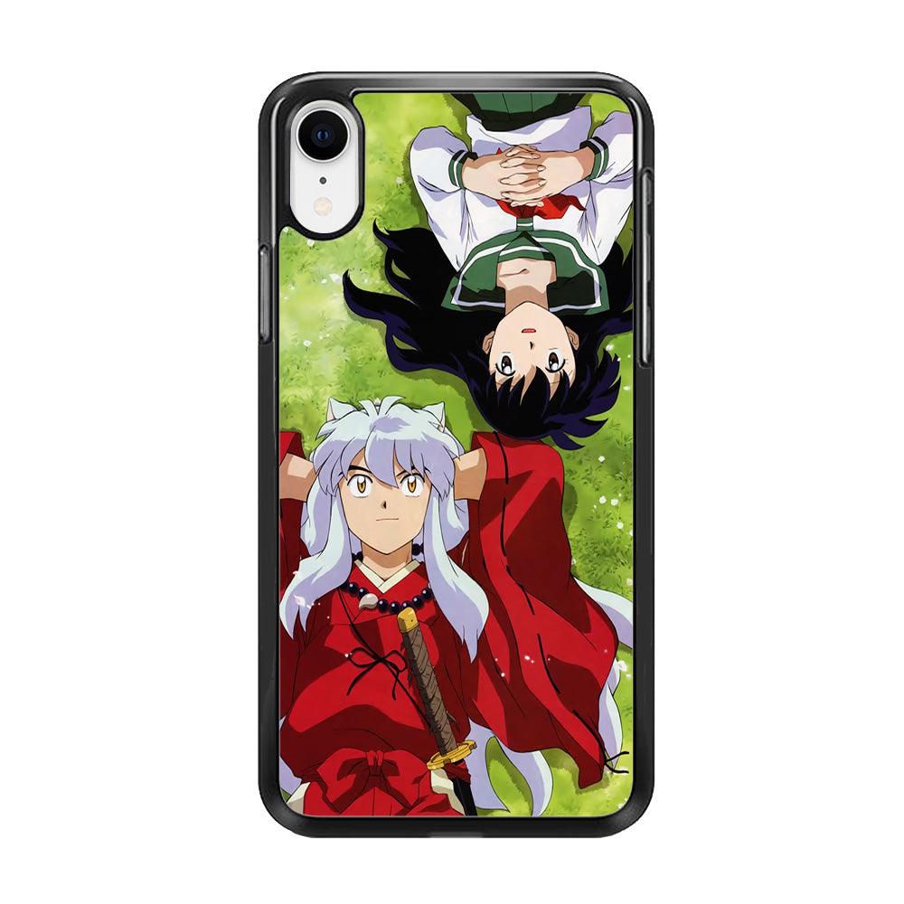 Inuyasha and Kagome Anime iPhone XR Case-Rubber / Black (2D Case)-Xtracase