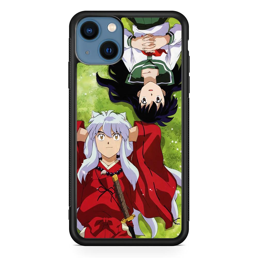 Inuyasha and Kagome Anime iPhone 13 Case-Rubber / Black (2D Case)-Xtracase