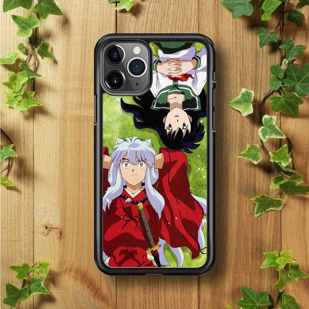 Inuyasha and Kagome Anime iPhone 11 Pro Max Case-Rubber / Black (2D Case)-Xtracase