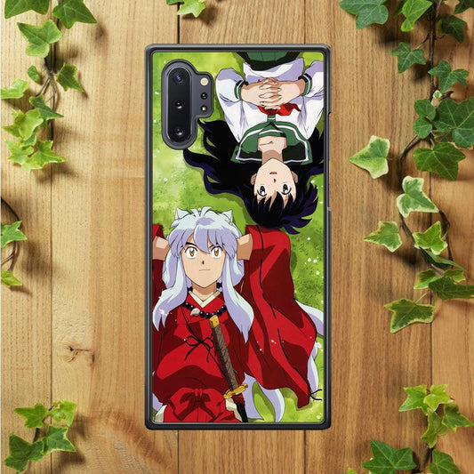 Inuyasha and Kagome Anime Samsung Galaxy Note 10 Plus Case-Rubber / White (2D Case)-Xtracase