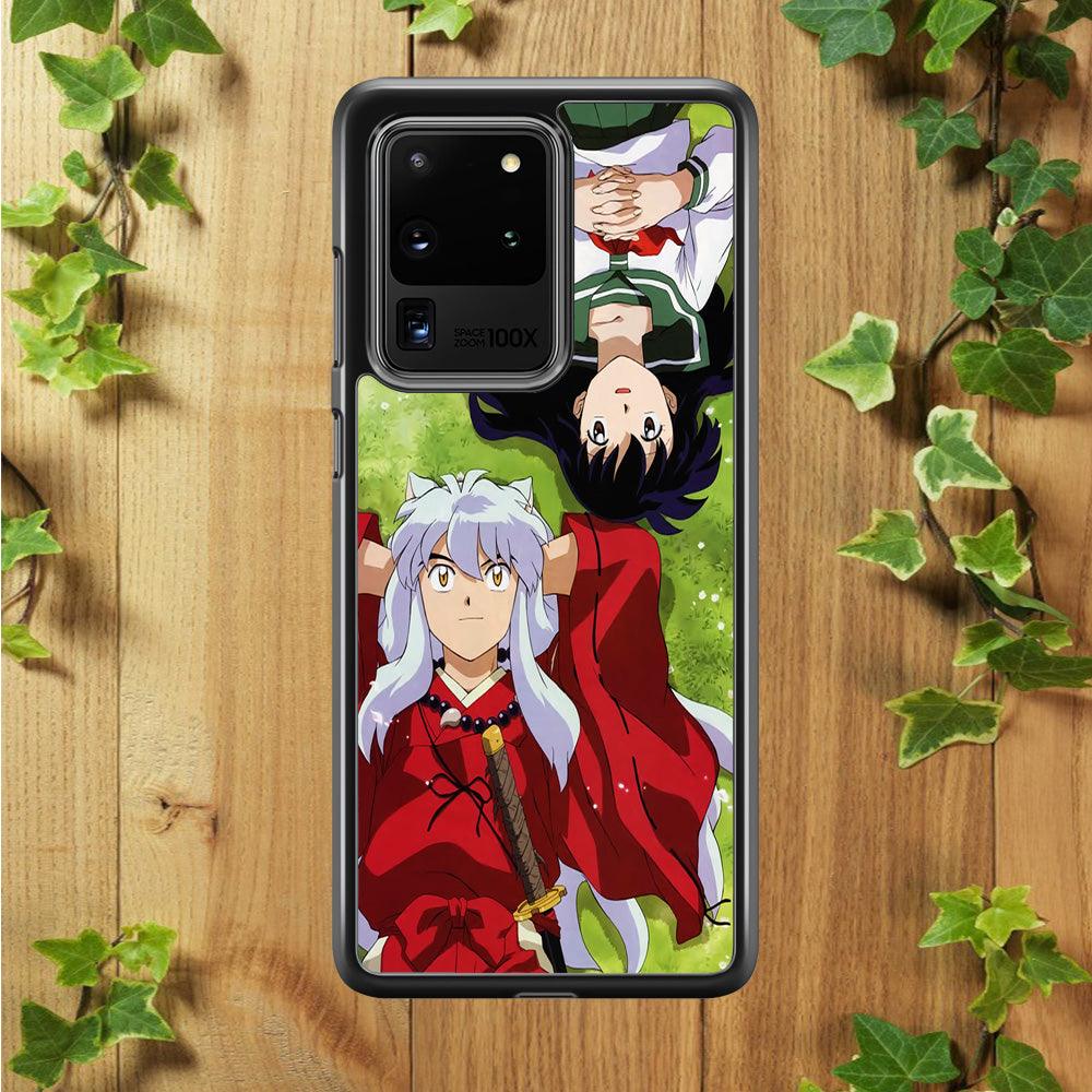Inuyasha and Kagome Anime Samsung Galaxy S20 Ultra Case-Rubber / Black (2D Case)-Xtracase