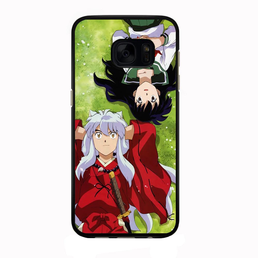Inuyasha and Kagome Anime Samsung Galaxy S7 Edge Case-Rubber / Black (2D Case)-Xtracase