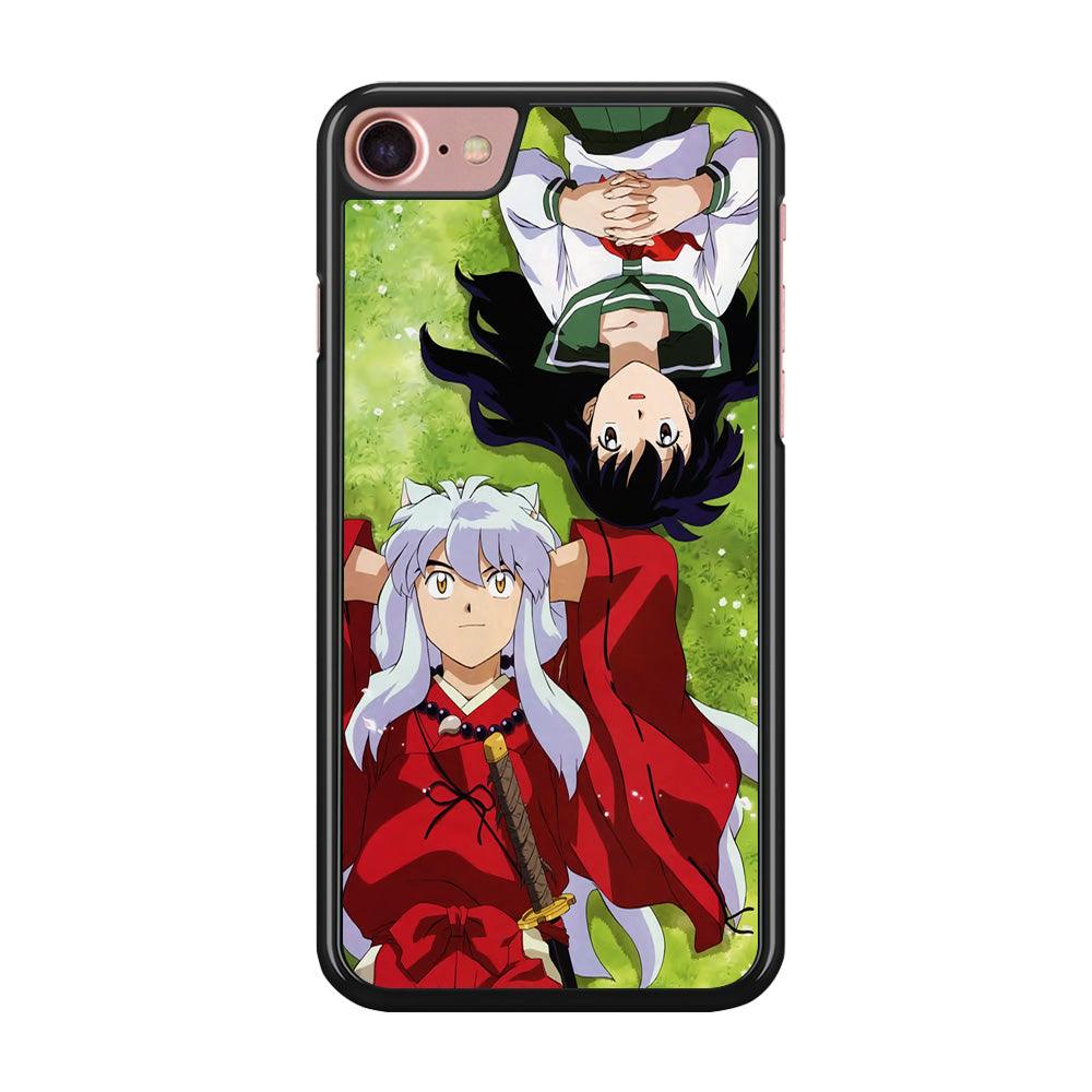 Inuyasha and Kagome Anime iPhone SE 2020 Case-Rubber / Black (2D Case)-Xtracase