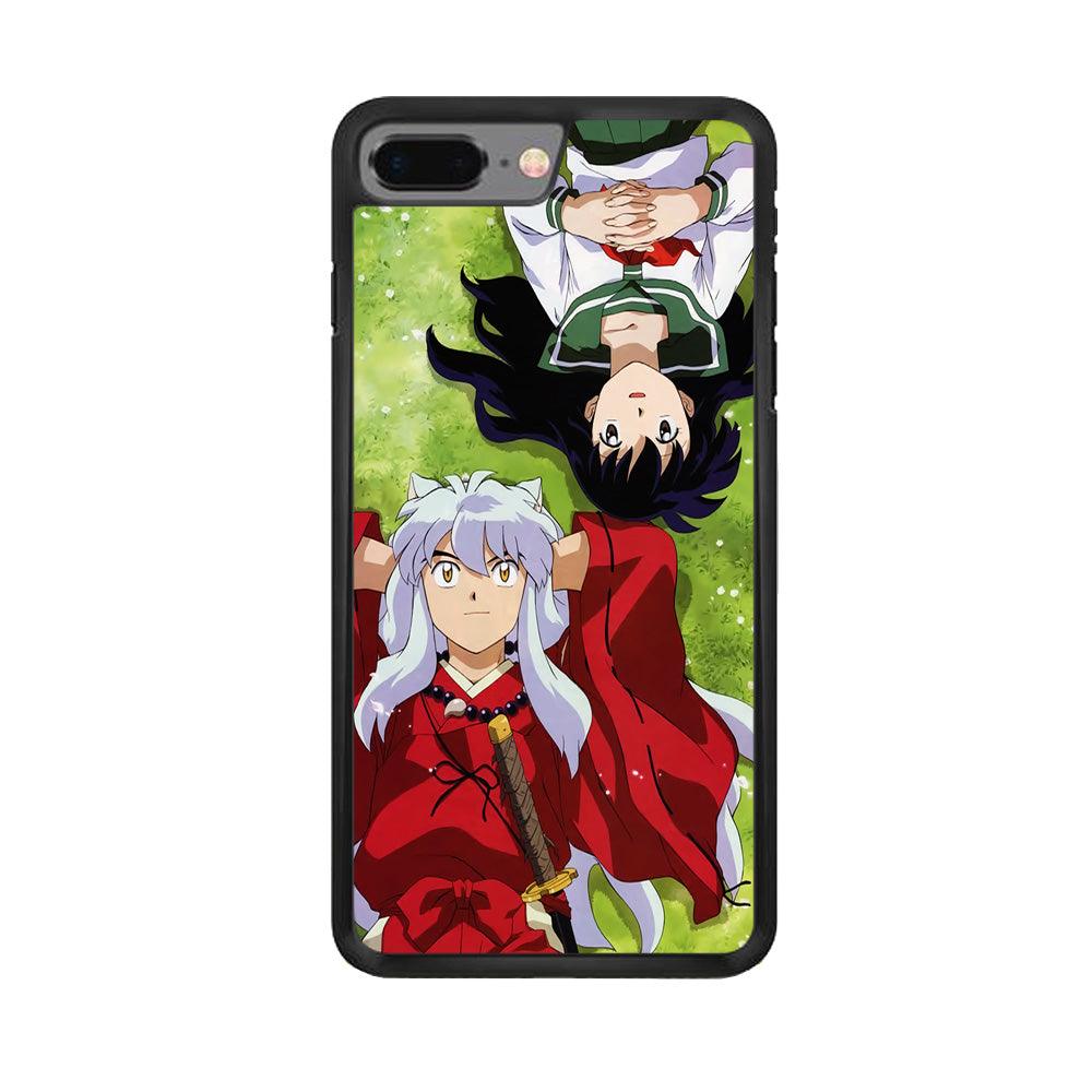 Inuyasha and Kagome Anime iPhone 7 Plus Case-Rubber / Black (2D Case)-Xtracase