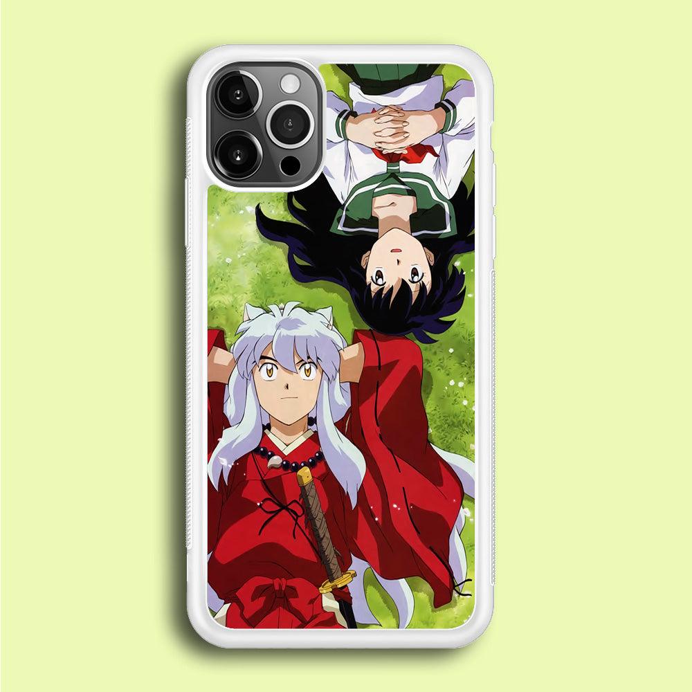 Inuyasha and Kagome Anime iPhone 12 Pro Case-Rubber / White (2D Case)-Xtracase