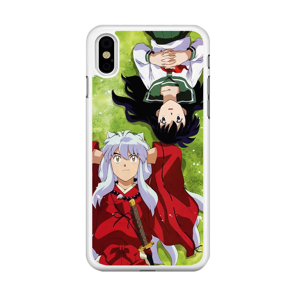 Inuyasha and Kagome Anime iPhone X Case-Rubber / White (2D Case)-Xtracase