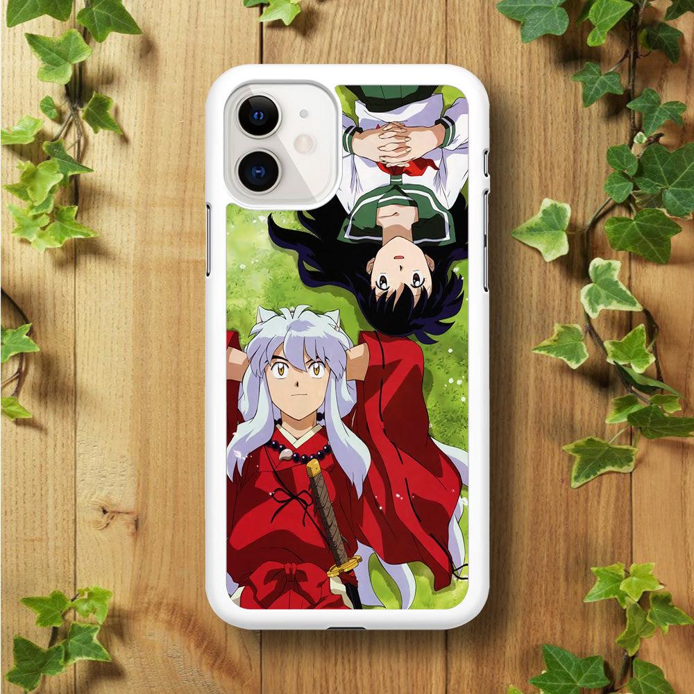 Inuyasha and Kagome Anime iPhone 11 Case-Rubber / White (2D Case)-Xtracase