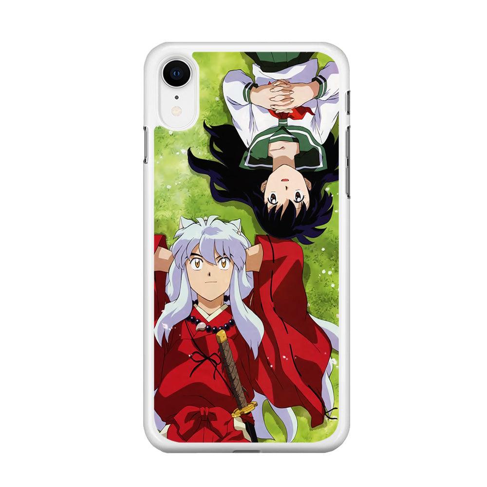 Inuyasha and Kagome Anime iPhone XR Case-Rubber / White (2D Case)-Xtracase