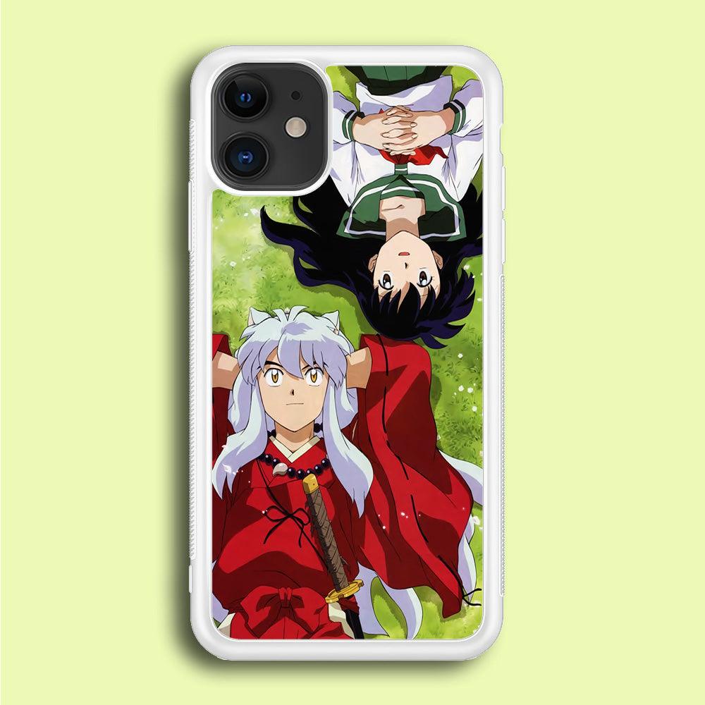 Inuyasha and Kagome Anime iPhone 12 Case-Rubber / White (2D Case)-Xtracase