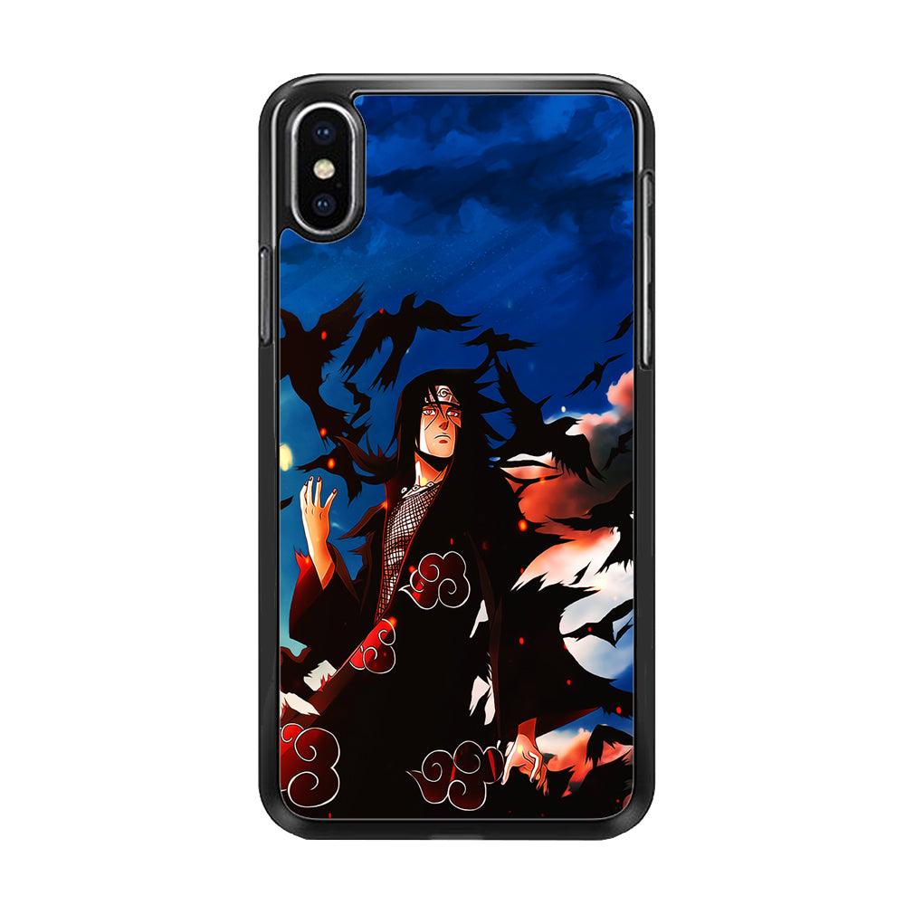 Itachi Uchiha Crow Jutsu iPhone Xs Case-Rubber / Black (2D Case)-Xtracase