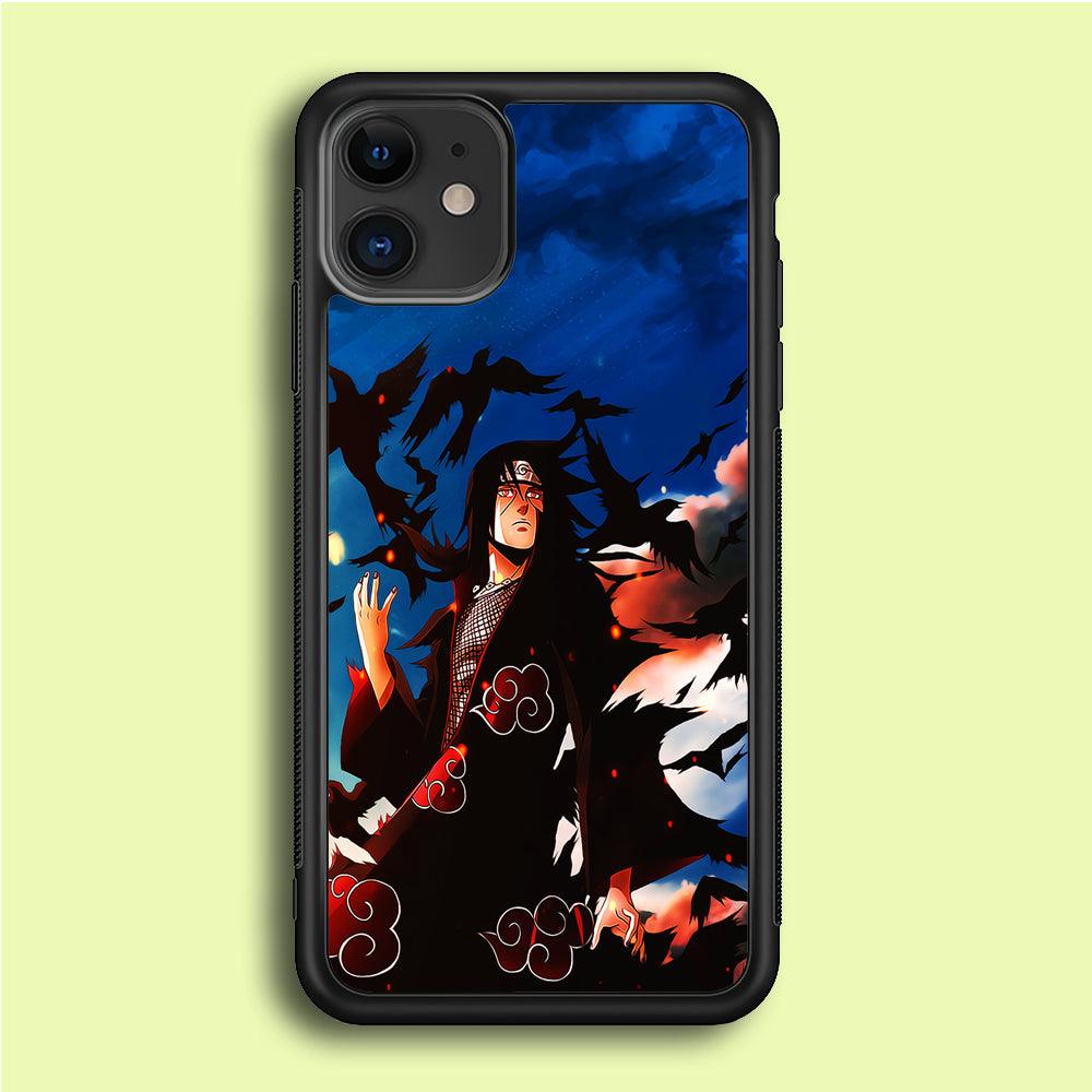 Itachi Uchiha Crow Jutsu iPhone 12 Case-Rubber / Black (2D Case)-Xtracase