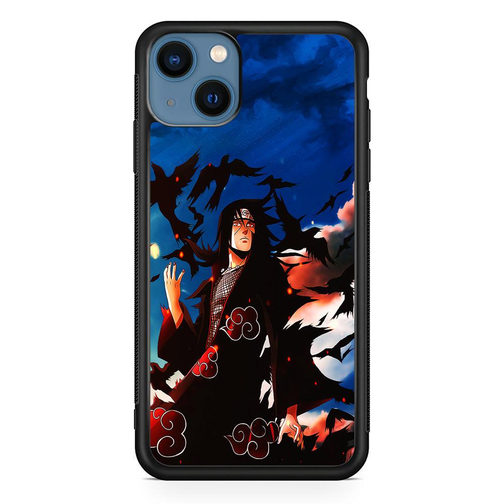 Itachi Uchiha Crow Jutsu iPhone 13 Case-Rubber / Black (2D Case)-Xtracase