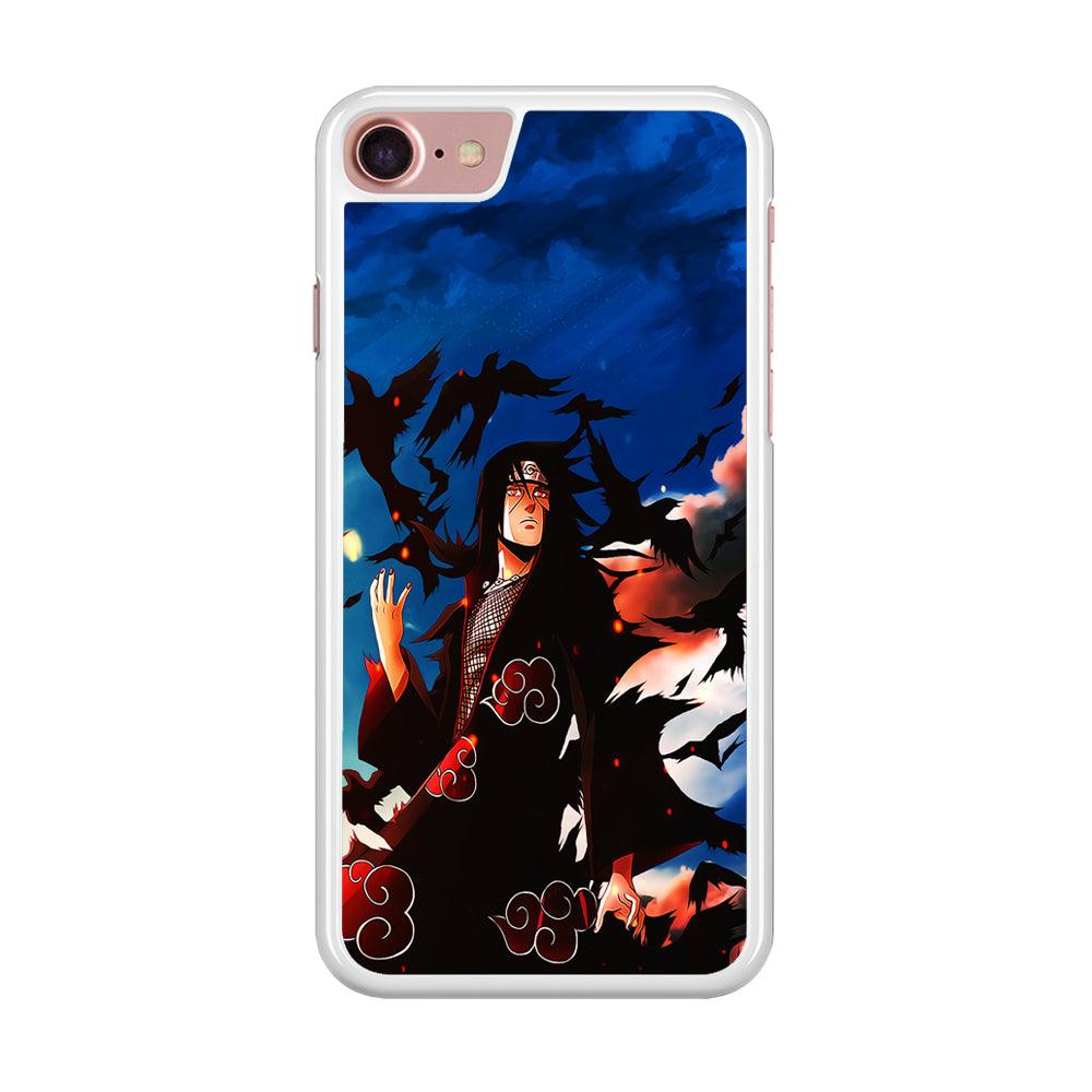 Itachi Uchiha Crow Jutsu iPhone SE 2020 Case-Rubber / White (2D Case)-Xtracase