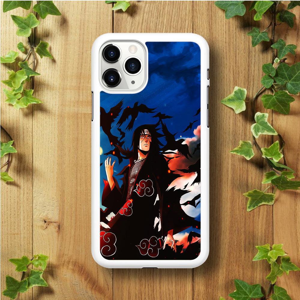 Itachi Uchiha Crow Jutsu iPhone 11 Pro Max Case-Rubber / White (2D Case)-Xtracase