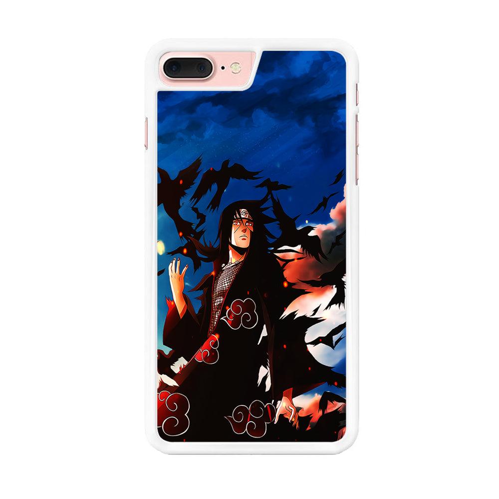 Itachi Uchiha Crow Jutsu iPhone 8 Plus Case-Rubber / White (2D Case)-Xtracase