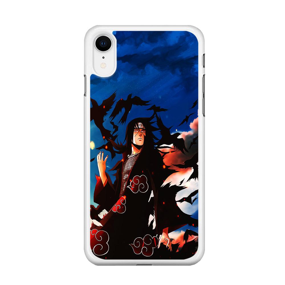 Itachi Uchiha Crow Jutsu iPhone XR Case-Rubber / White (2D Case)-Xtracase
