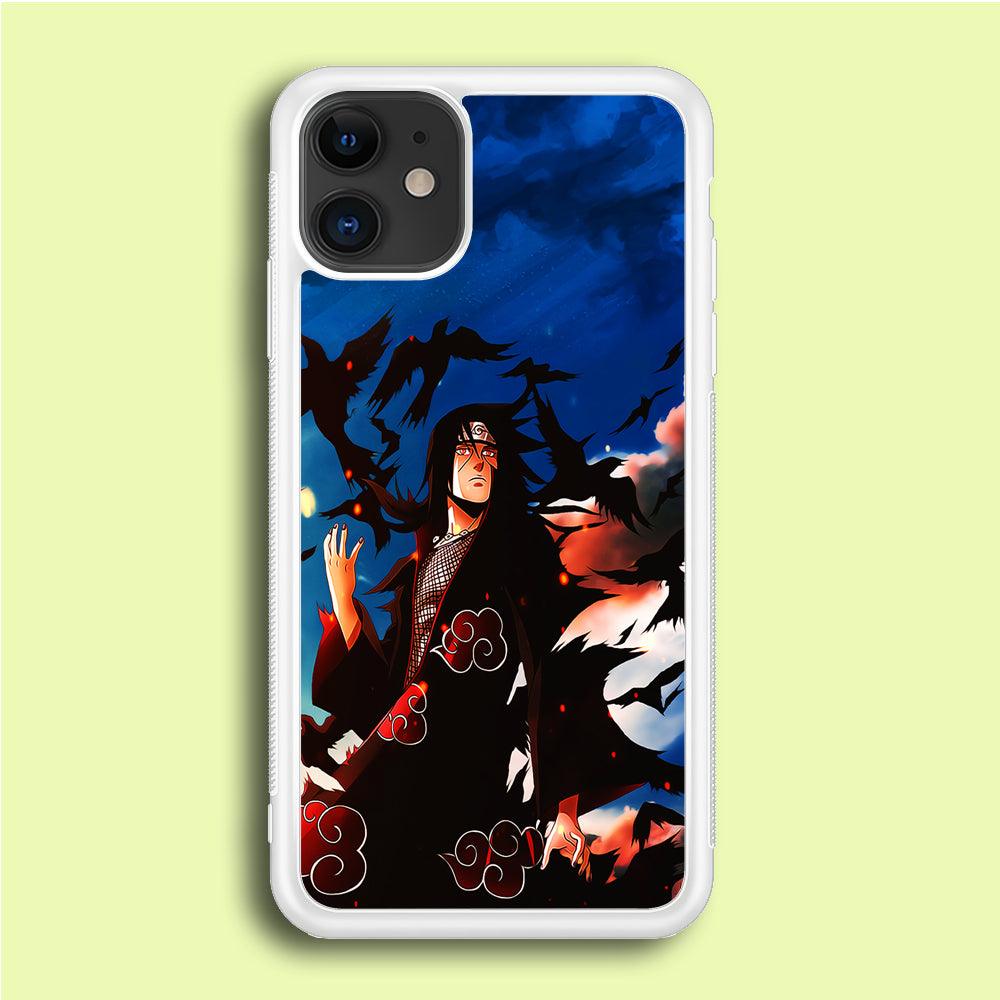 Itachi Uchiha Crow Jutsu iPhone 12 Case-Rubber / White (2D Case)-Xtracase