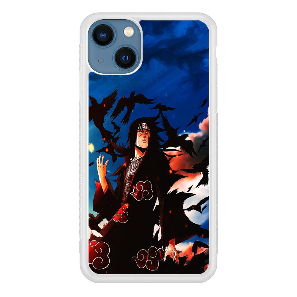 Itachi Uchiha Crow Jutsu iPhone 13 Mini Case-Rubber / White (2D Case)-Xtracase
