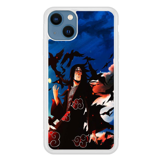 Itachi Uchiha Crow Jutsu iPhone 13 Mini Case-Rubber / White (2D Case)-Xtracase