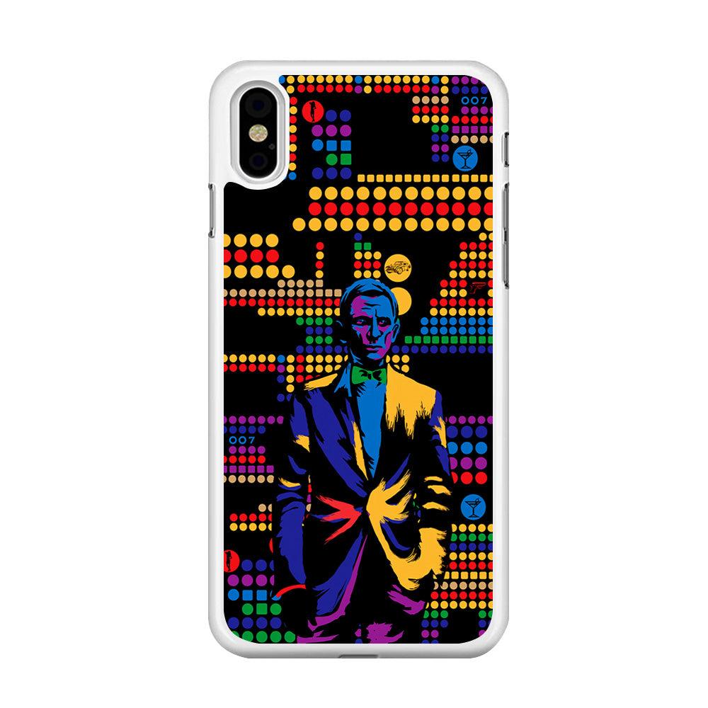 James Bond Abstract Art iPhone Xs Max Case-Rubber / White (2D Case)-Xtracase