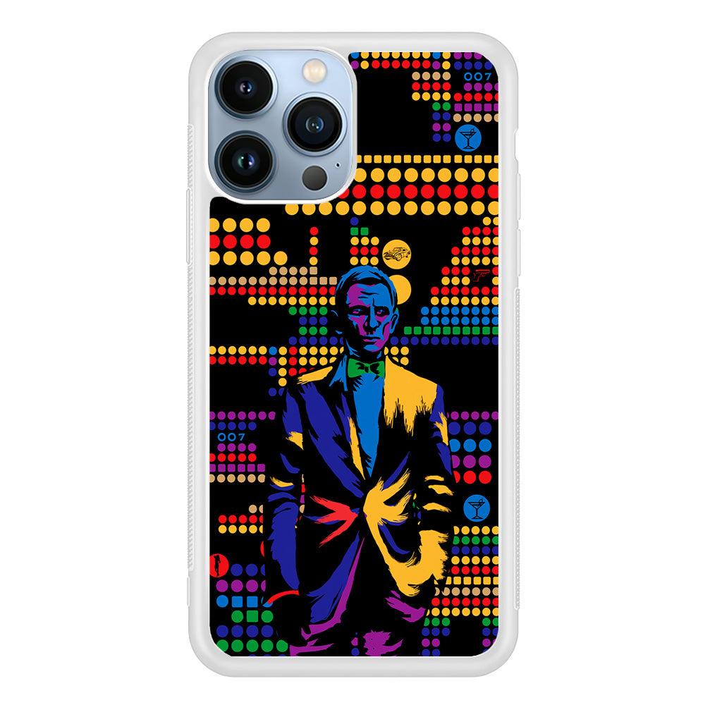 James Bond Abstract Art iPhone 13 Pro Max Case-Rubber / White (2D Case)-Xtracase