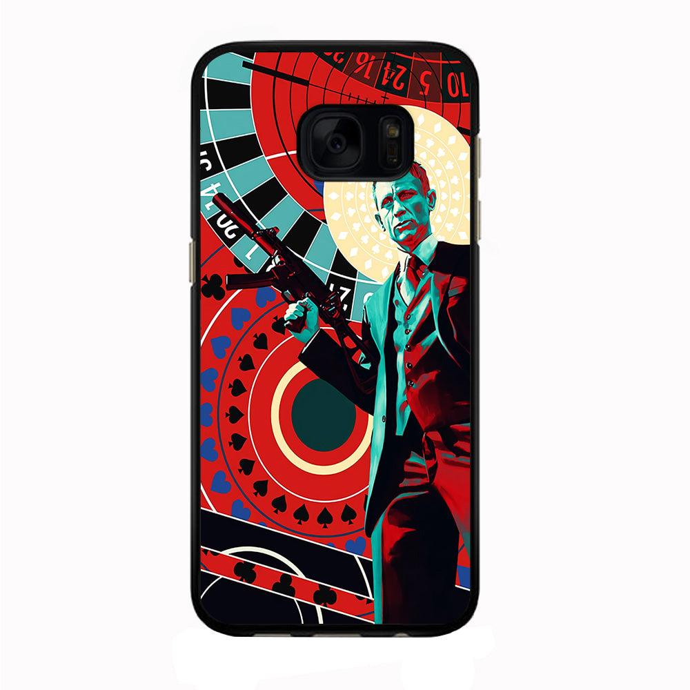 James Bond Poster Casino Samsung Galaxy S7 Edge Case-Rubber / Black (2D Case)-Xtracase