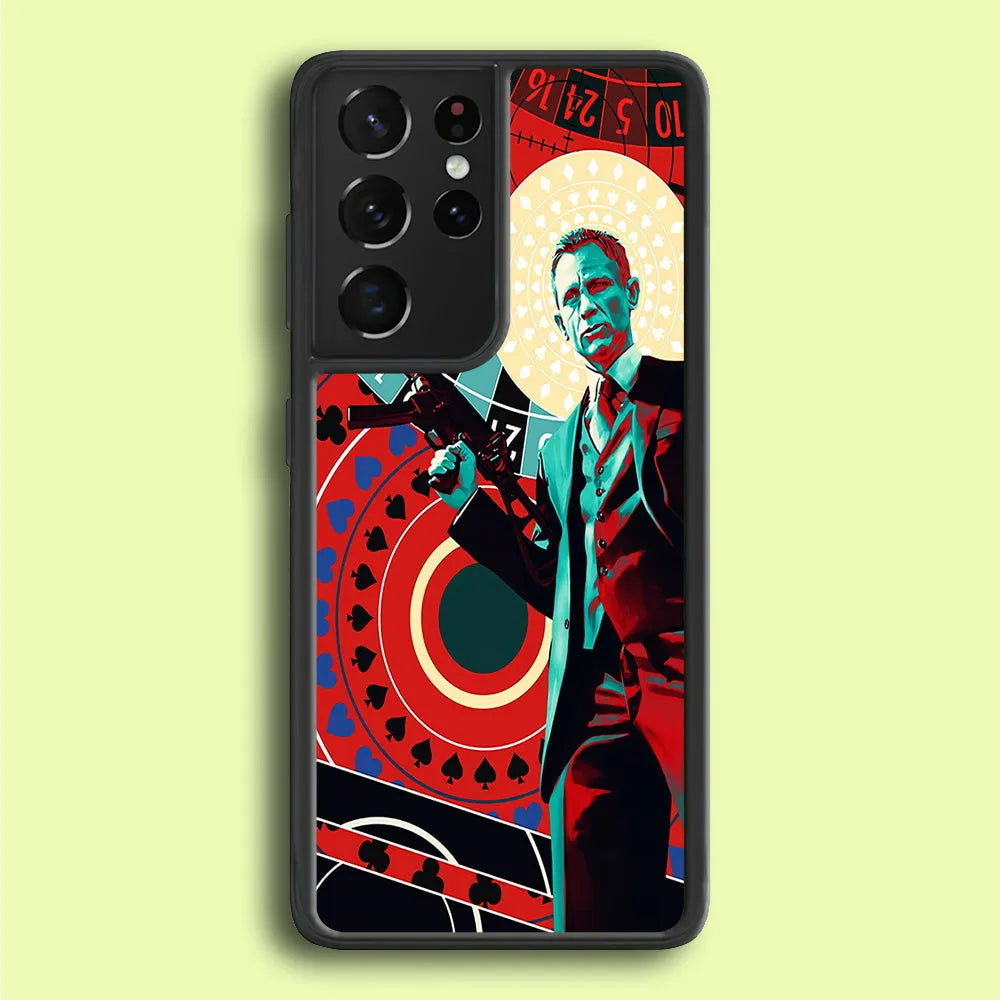 James Bond Poster Casino Samsung Galaxy S21 Ultra Case-Rubber / Black (2D Case)-Xtracase