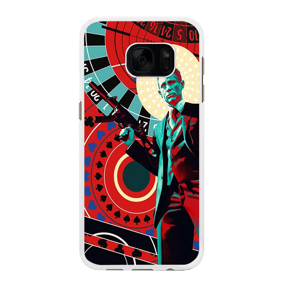 James Bond Poster Casino Samsung Galaxy S7 Edge Case-Rubber / White (2D Case)-Xtracase