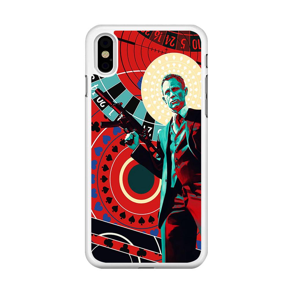 James Bond Poster Casino iPhone Xs Case-Rubber / White (2D Case)-Xtracase