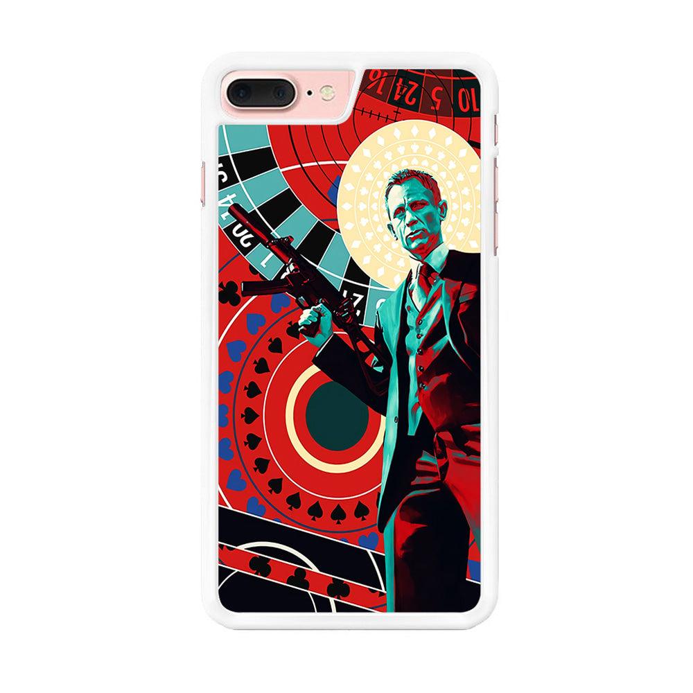 James Bond Poster Casino iPhone 8 Plus Case-Rubber / White (2D Case)-Xtracase