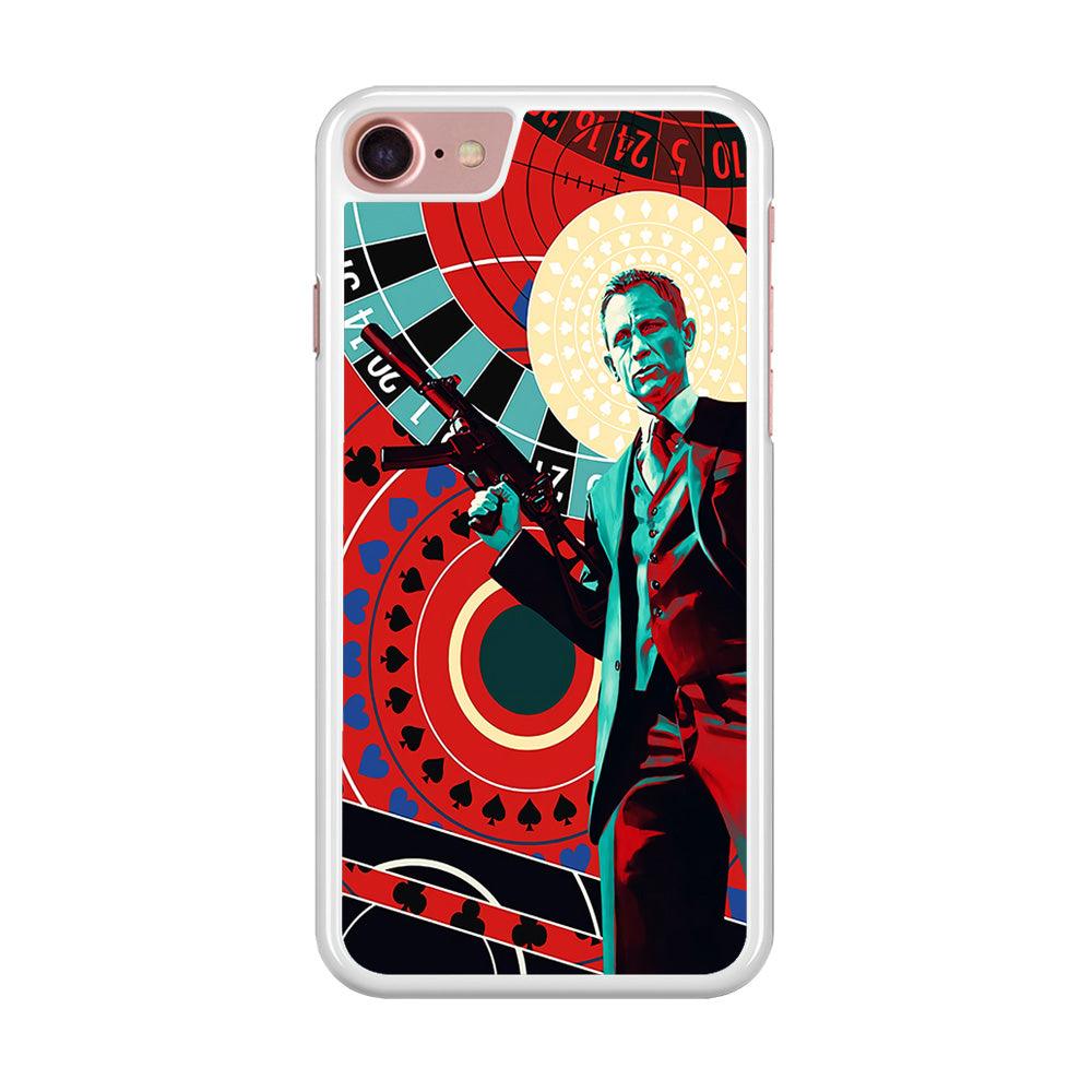 James Bond Poster Casino iPhone 7 Case-Rubber / White (2D Case)-Xtracase