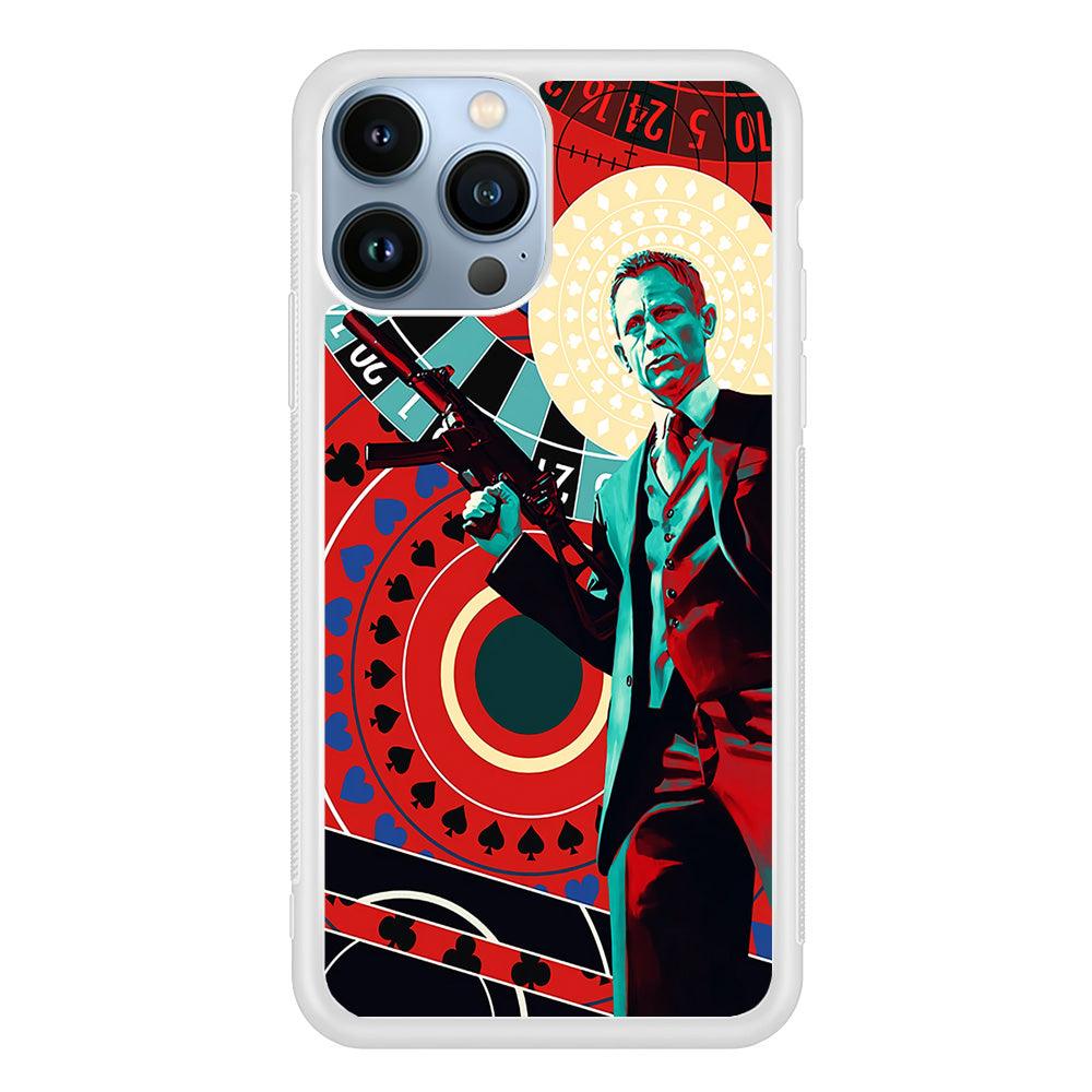 James Bond Poster Casino iPhone 13 Pro Max Case-Rubber / White (2D Case)-Xtracase