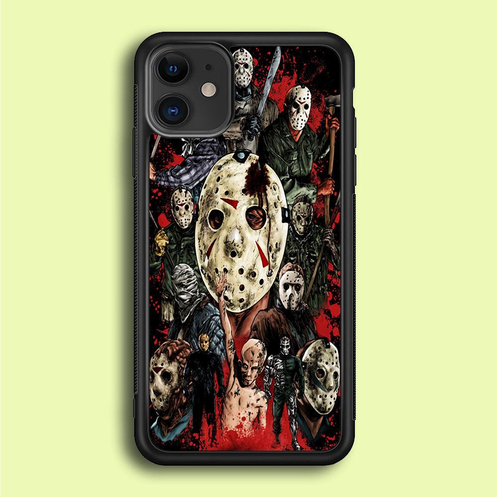 Jason Voorhees Friday the 13th iPhone 12 Case-Rubber / Black (2D Case)-Xtracase