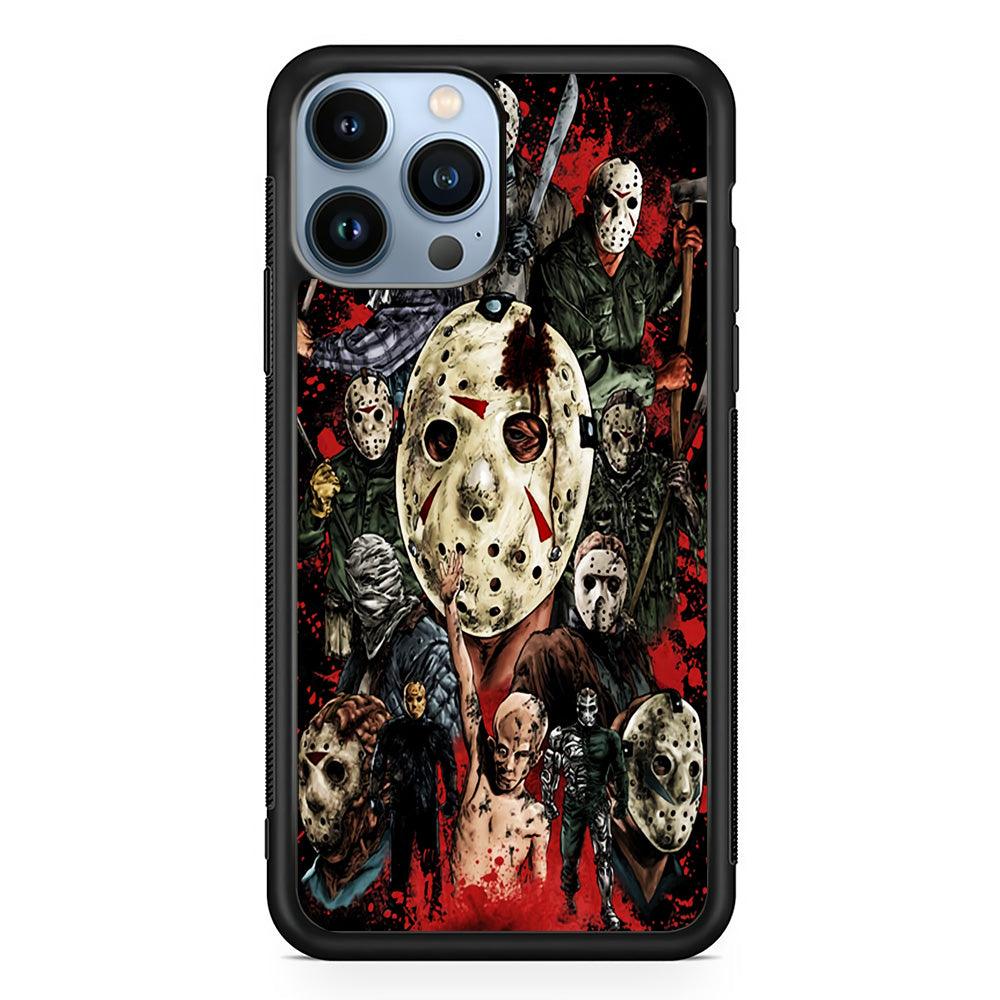 Jason Voorhees Friday the 13th iPhone 13 Pro Max Case-Rubber / Black (2D Case)-Xtracase