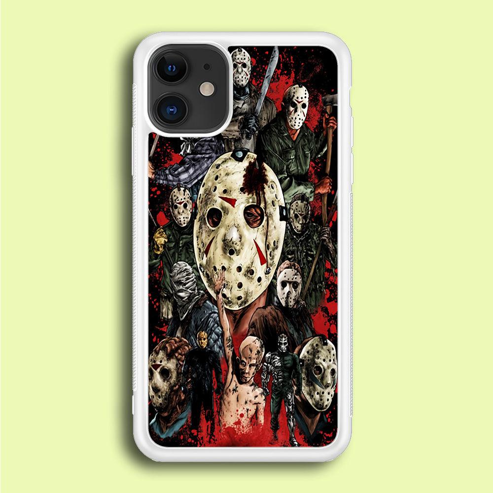 Jason Voorhees Friday the 13th iPhone 12 Case-Rubber / White (2D Case)-Xtracase