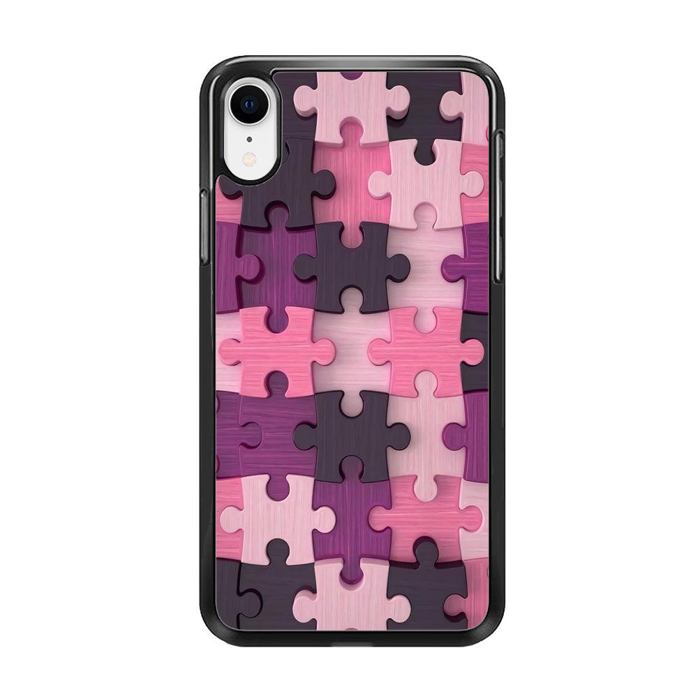 Jigsaw Puzzle Pattern iPhone XR Case-Rubber / Black (2D Case)-Xtracase